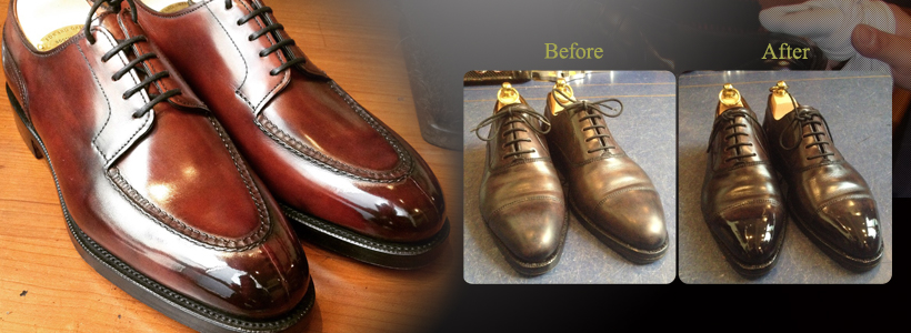 靴磨き前→靴磨き後
